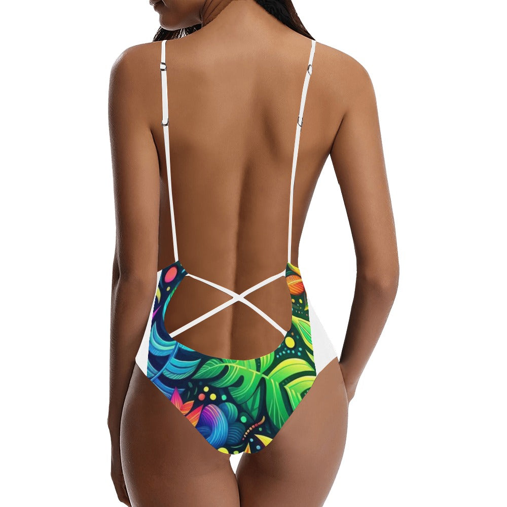 Corsega Lacing Backless One-Piece Swimsuit