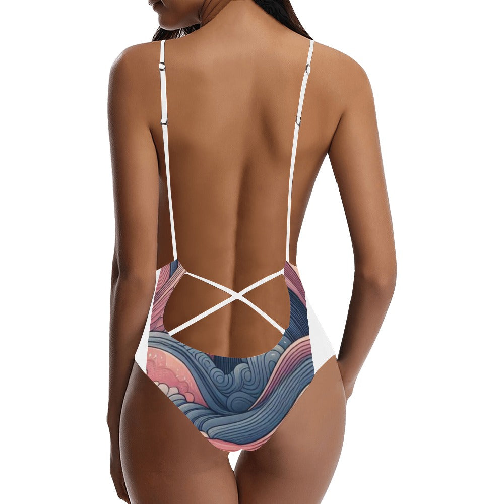 Corsega Lacing Backless One-Piece Swimsuit