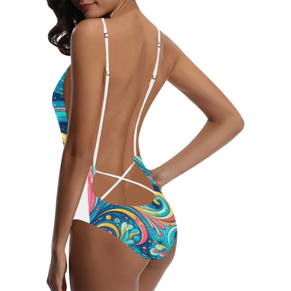 Corsega Lacing Backless One-Piece Swimsuit